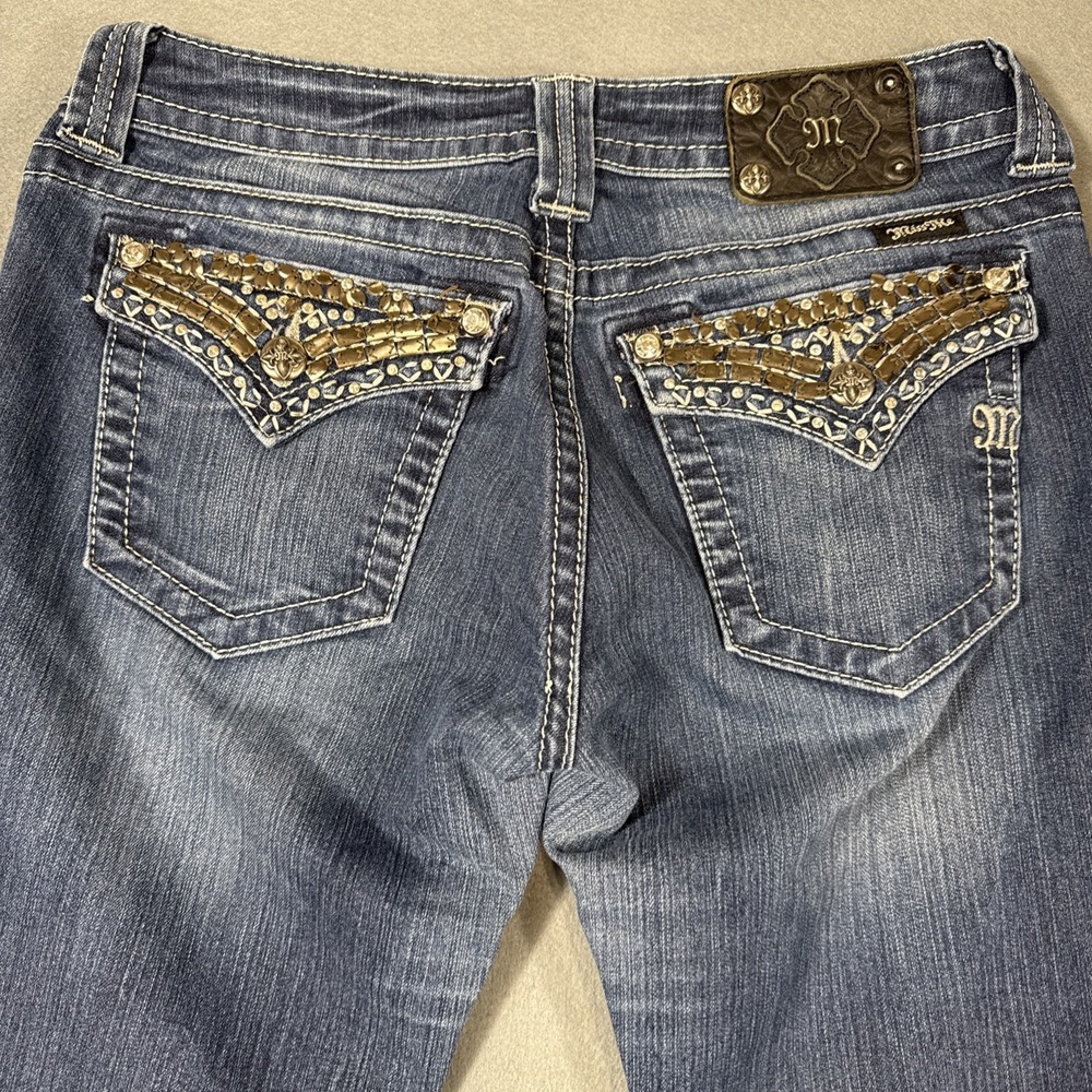 jEANS Miss Me women 30 boot embellishedrRaw hem western cowgirl denim jP5489B2